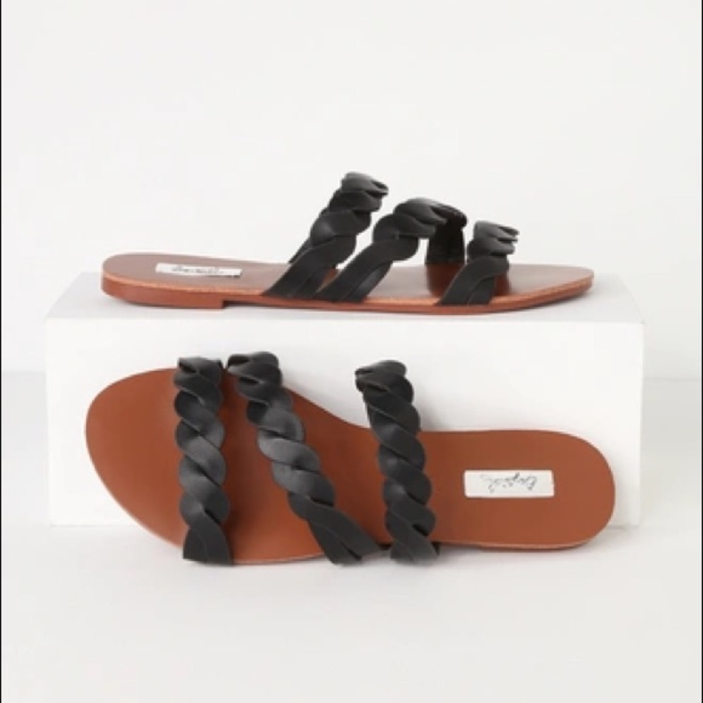 Lulus Black Braided Slide Sandals